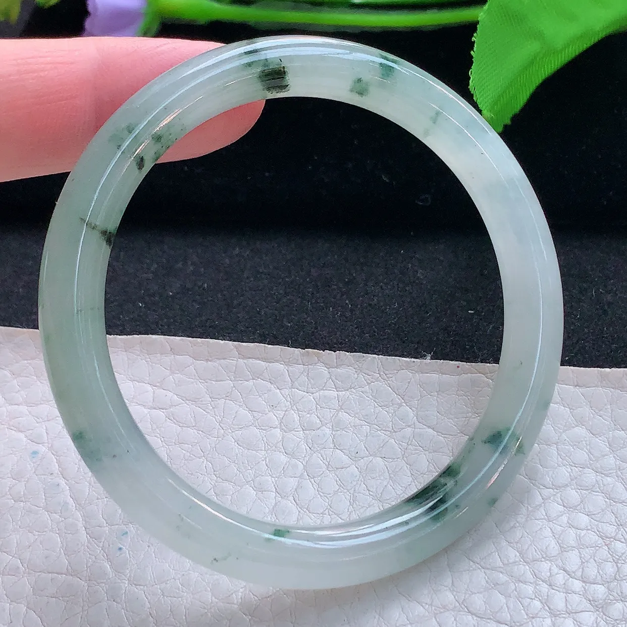 r实拍54*7.8*7.4美人镯 天然缅甸翡翠玉手镯冰飘花圆条玉手环 叮当镯