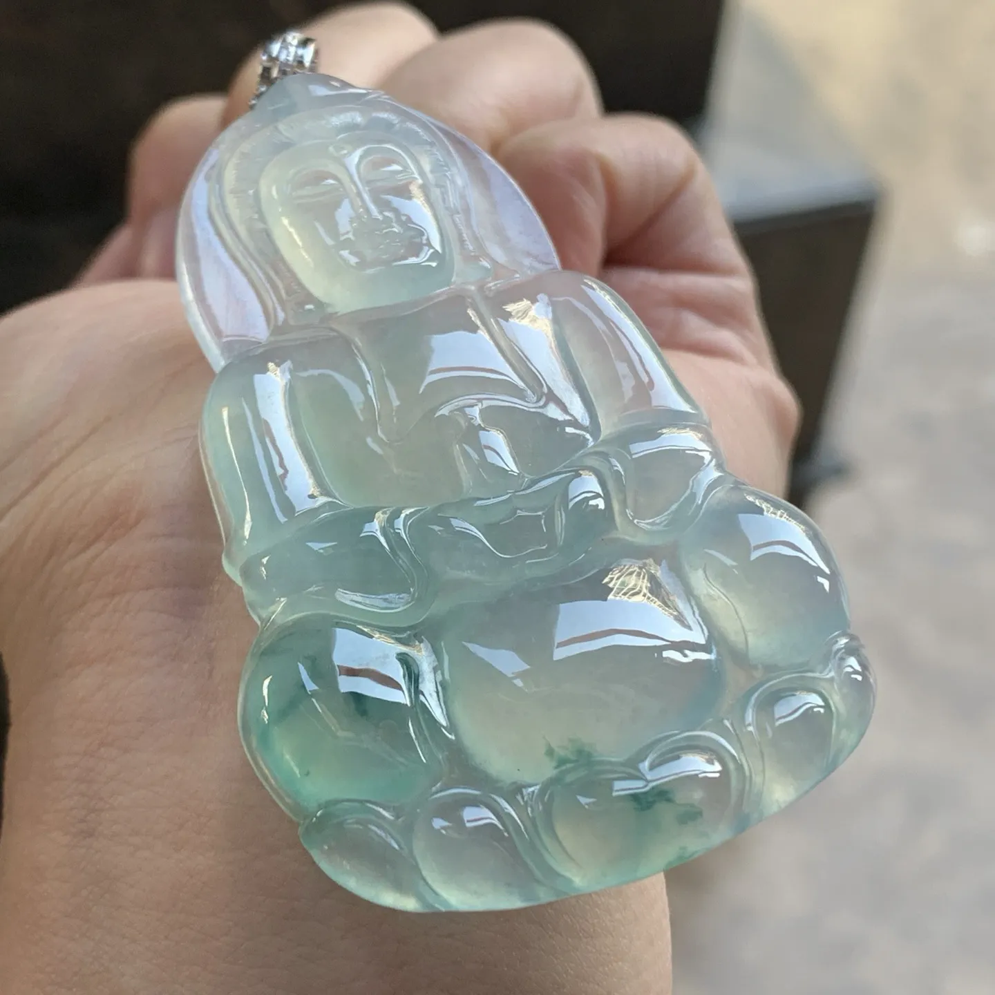 金扣冰蓝花观音^_^冰透 水润