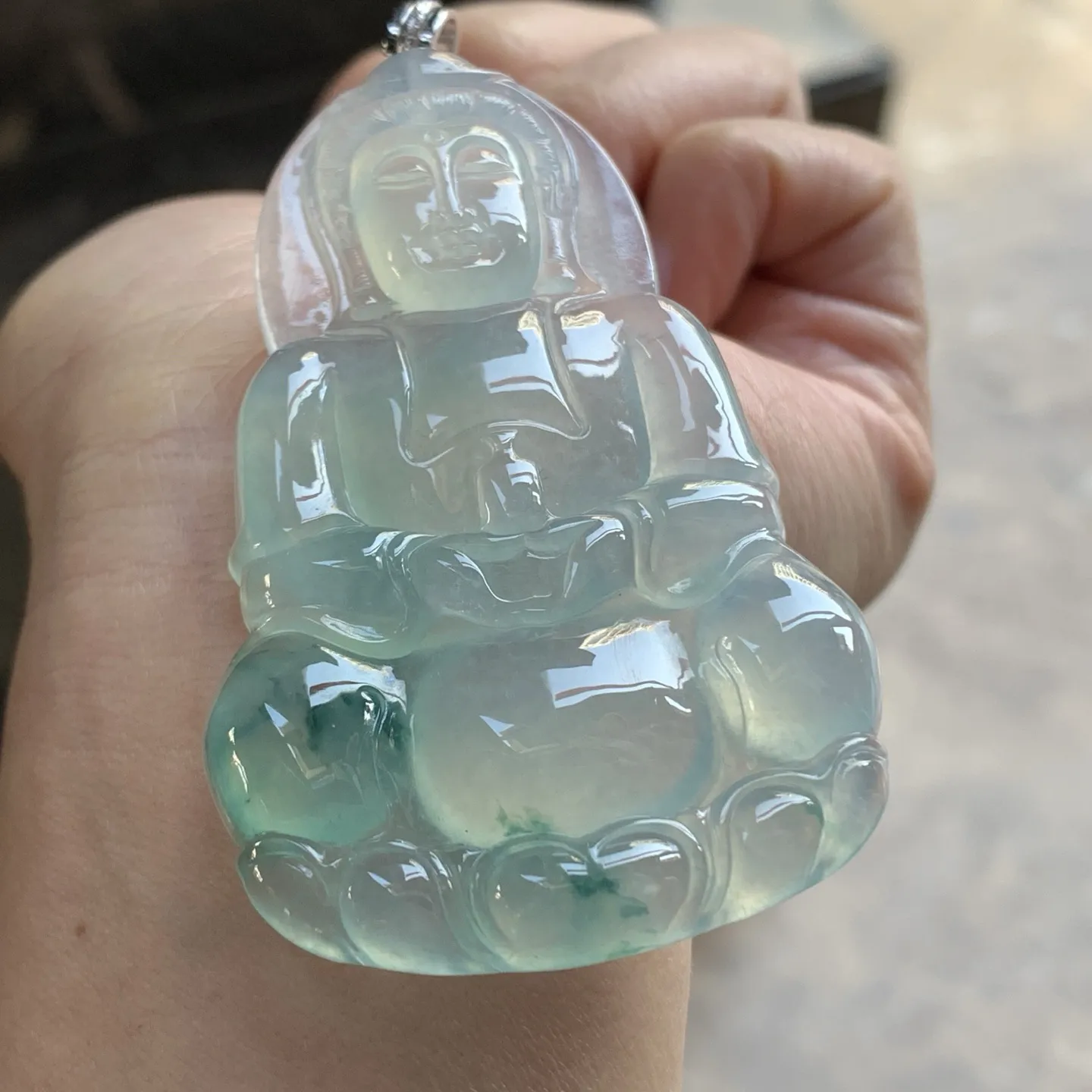 金扣冰蓝花观音^_^冰透 水润