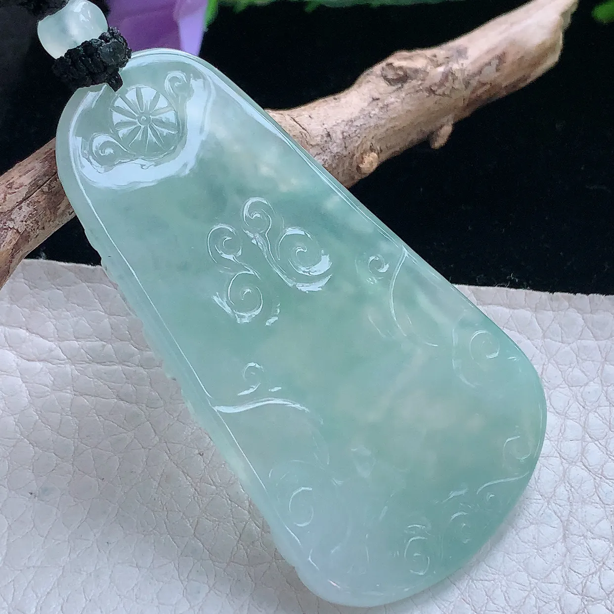 yl实拍67.5*38.5*5.8缅甸翡翠冰蓝度母观音玉吊坠 玉挂件