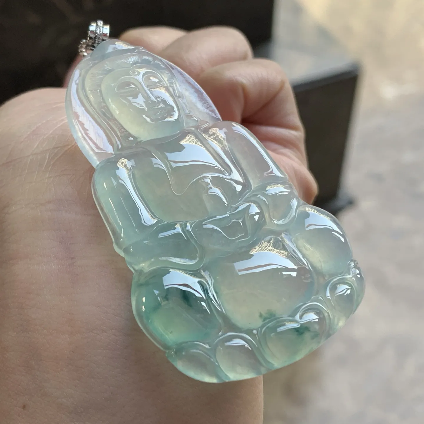 金扣冰蓝花观音^_^冰透 水润