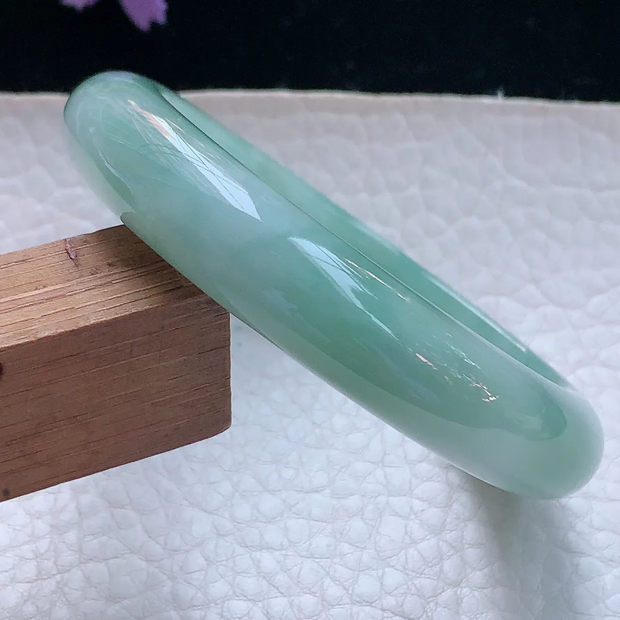 js小圈口52.5*11.6*8平安镯 天然缅甸翡翠玉手镯清新水润宽边玉手环