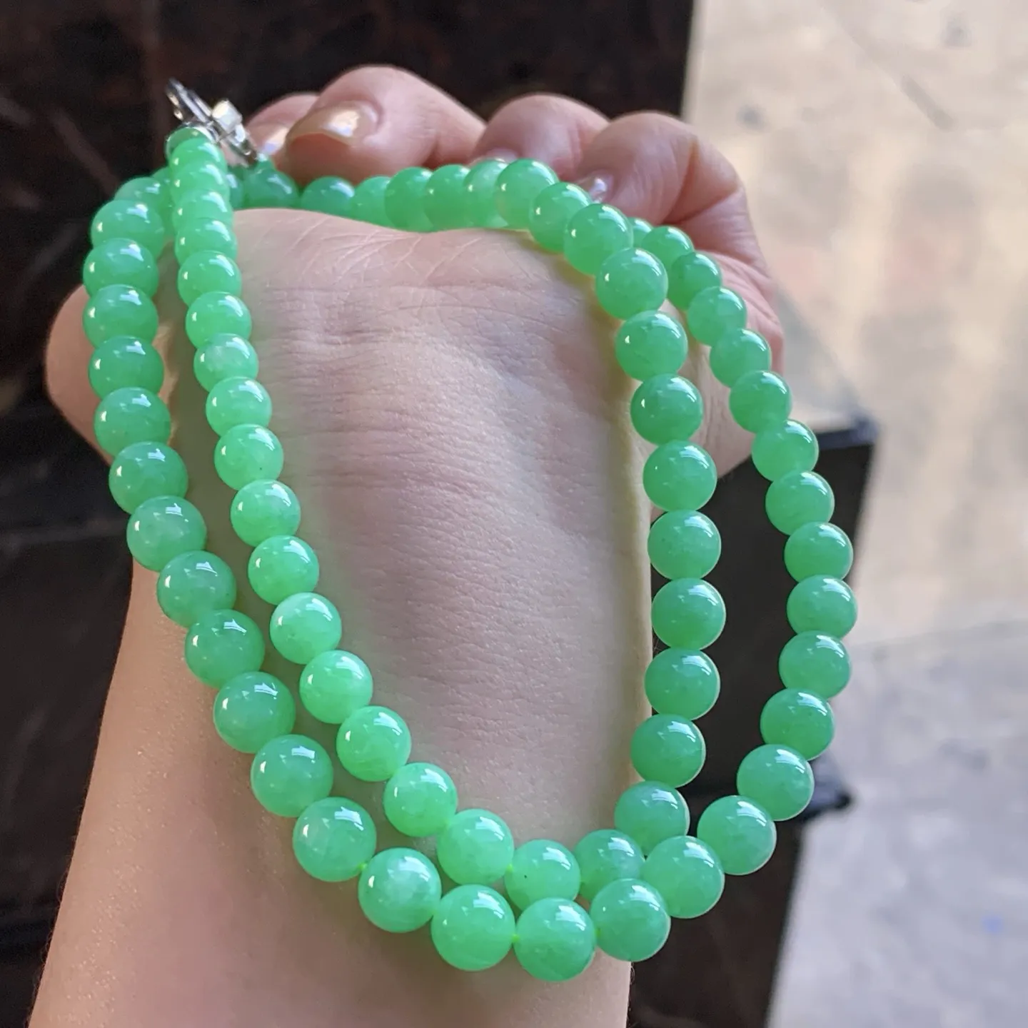 果阳绿珠链
佩戴大气～