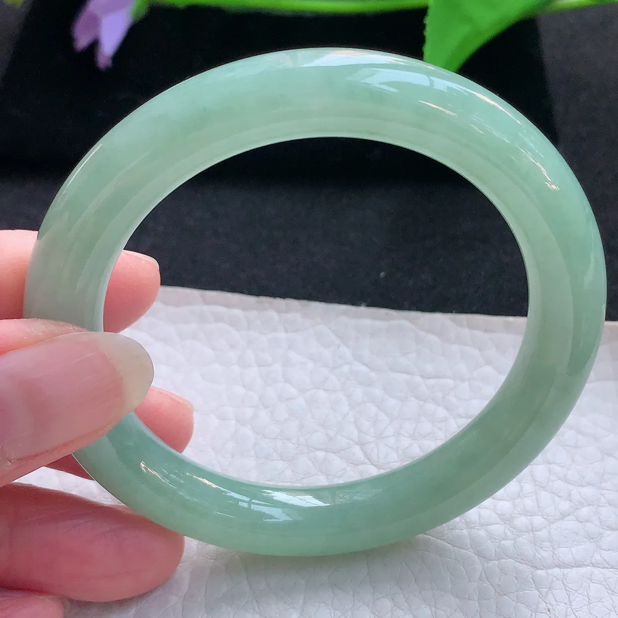 nc实拍54.5*9.8*9.5美人镯 天然缅甸翡翠玉手镯甜绿水润玉手环 叮当镯