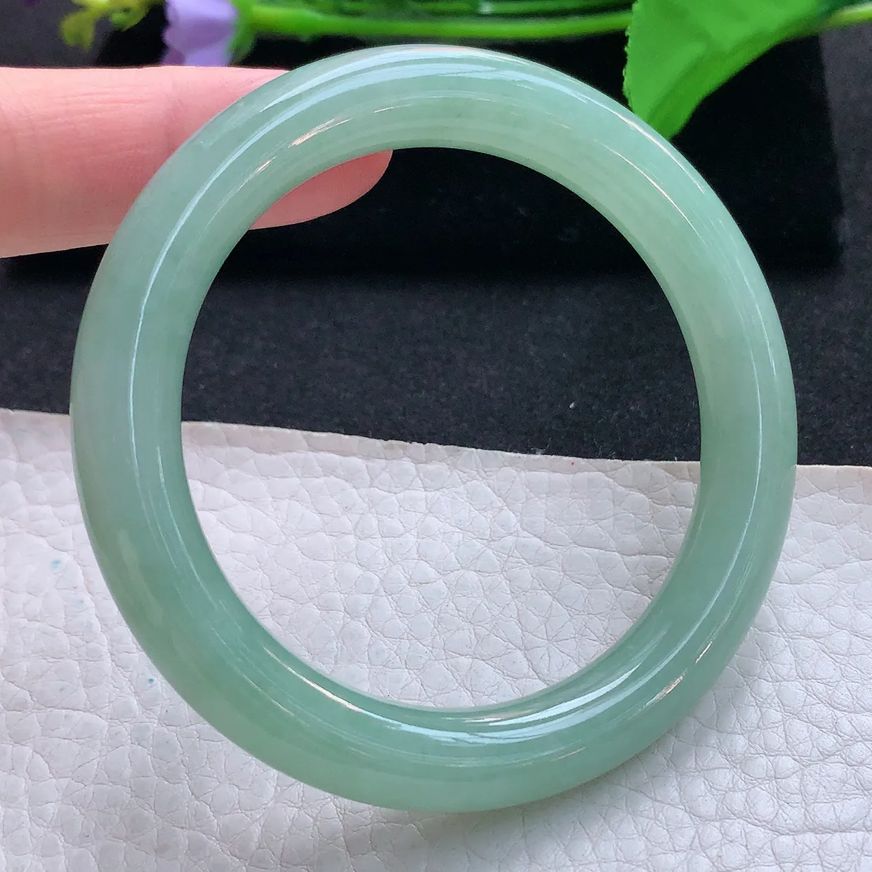 nc实拍54.5*9.8*9.5美人镯 天然缅甸翡翠玉手镯甜绿水润玉手环 叮当镯