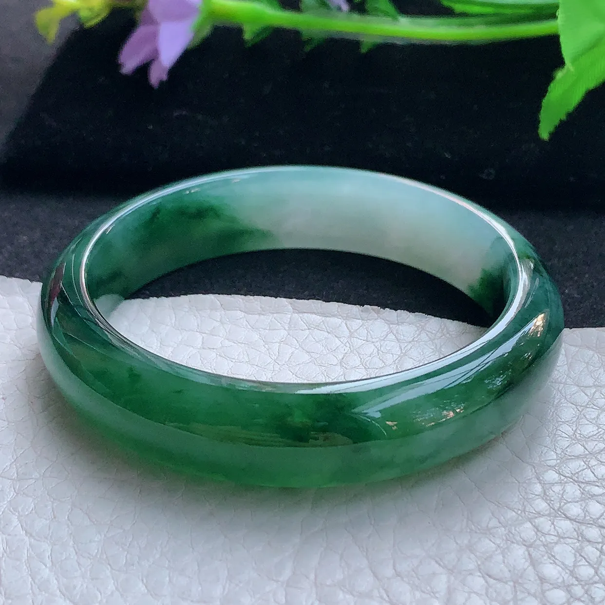 nc实拍54*13*7.5平安镯 天然缅甸翡翠玉手镯冰双彩宽边玉手环