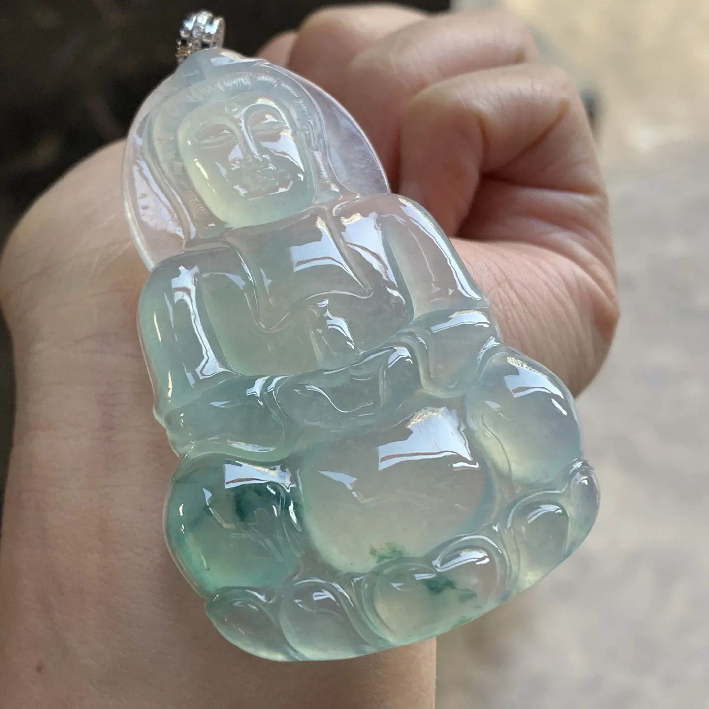 金扣冰蓝花观音^_^冰透 水润