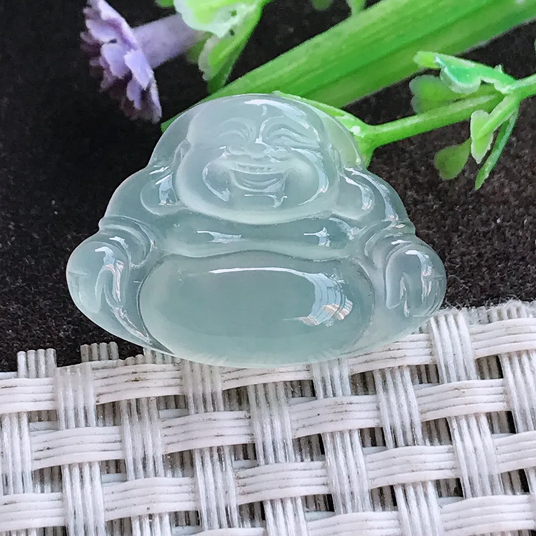 实拍A货翡翠18.1/24.6/4.7老坑果冻胶冰晴冰种佛公镶嵌件小吊坠翡翠挂件