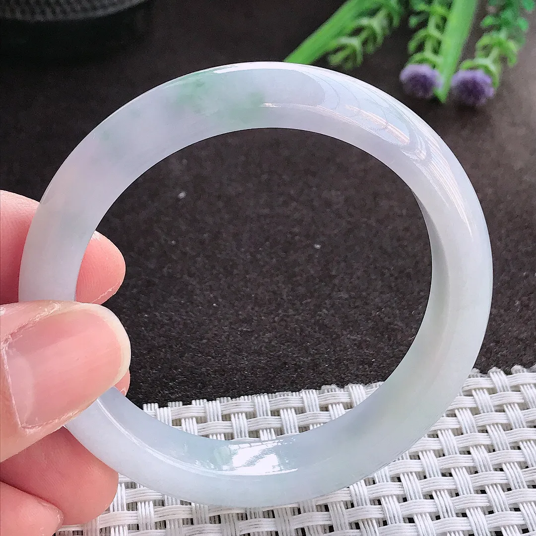 实拍翡翠A货53/11.2/7.8老坑冰胶水灵紫罗兰手镯翡翠玉镯手环女款百搭