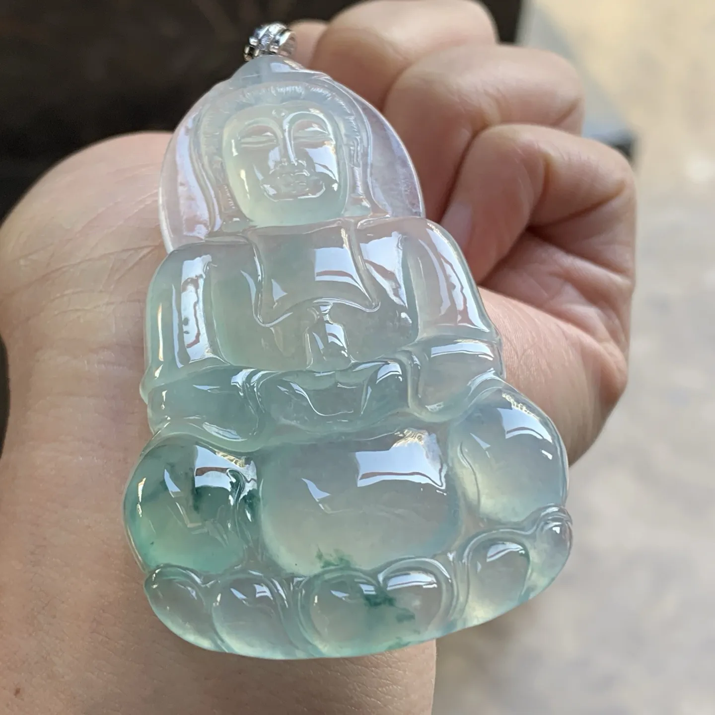 金扣冰蓝花观音^_^冰透 水润