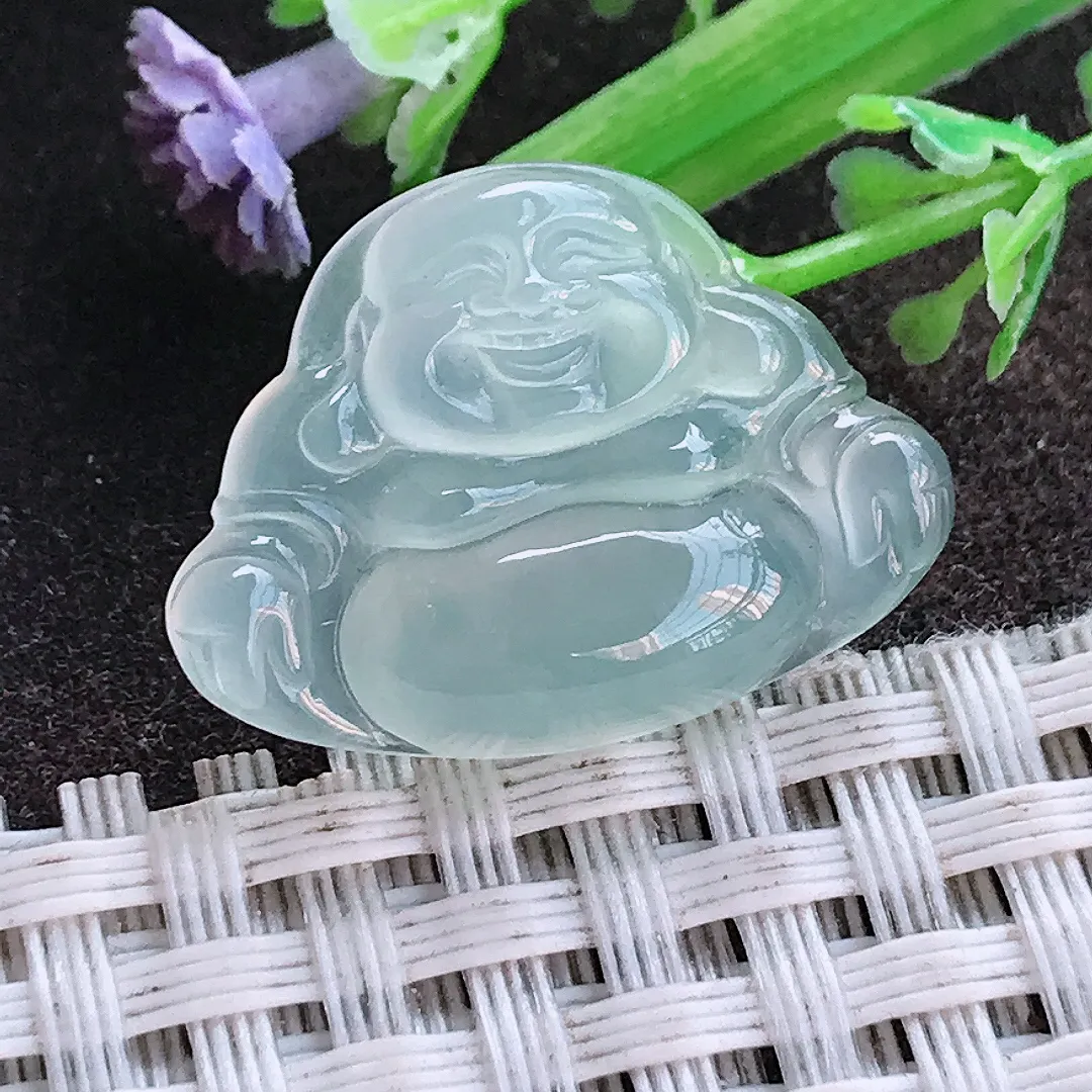 实拍A货翡翠18.1/24.6/4.7老坑果冻胶冰晴冰种佛公镶嵌件小吊坠翡翠挂件