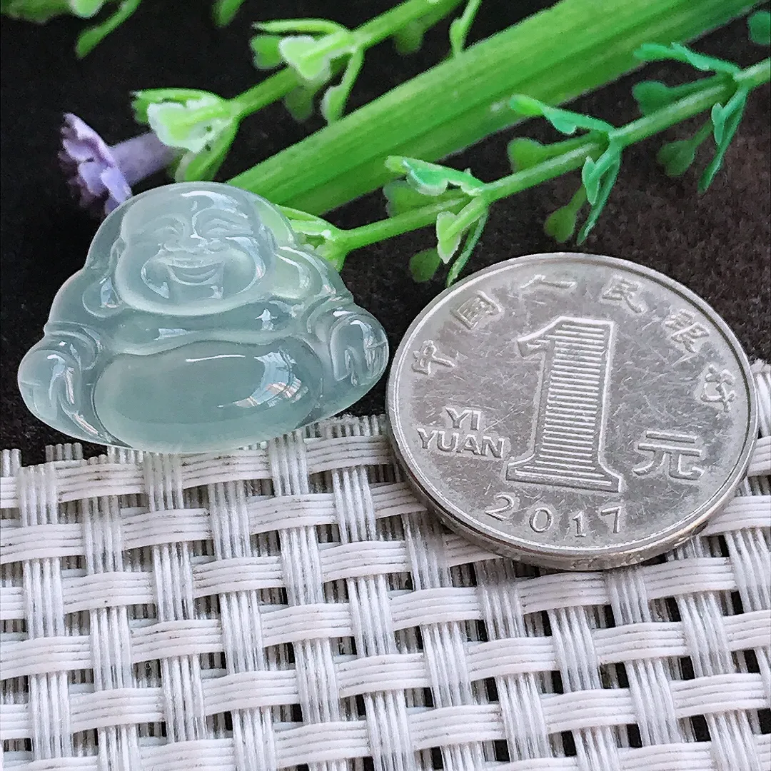 实拍A货翡翠18.1/24.6/4.7老坑果冻胶冰晴冰种佛公镶嵌件小吊坠翡翠挂件