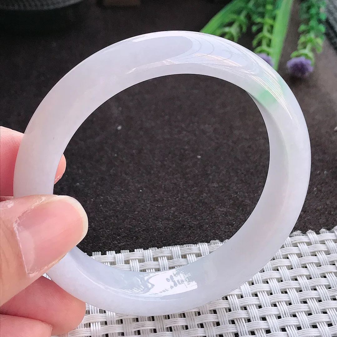 实拍翡翠A货57.8/13.3/8.5老坑秀气冰润飘花手镯翡翠玉镯女款百搭