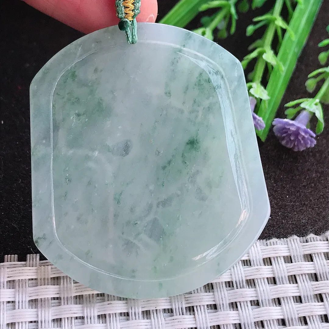 实拍A货翡翠51.8/45/5.3老坑冰胶水灵飘花生肖马马上封侯吊坠翡翠挂件