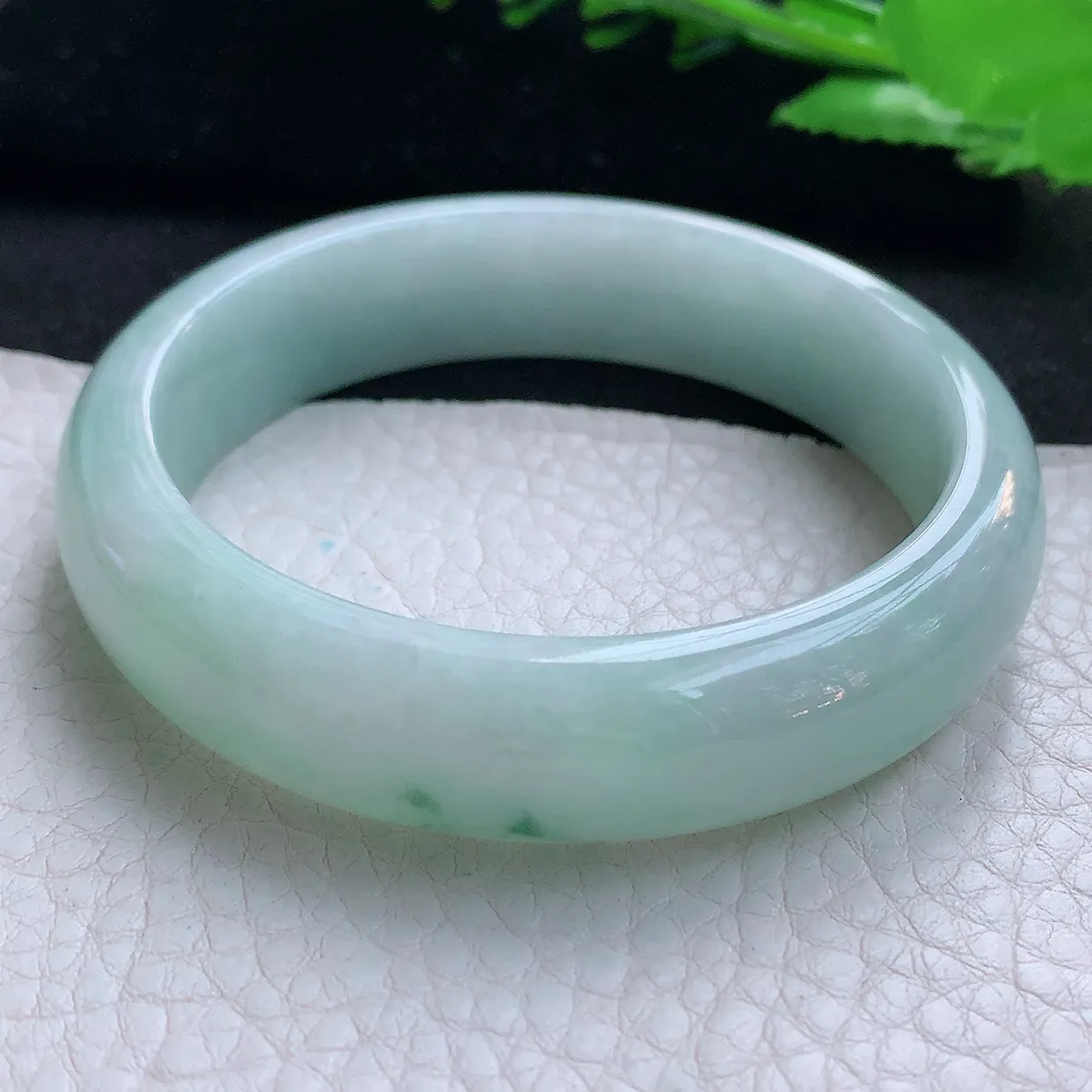 nr实拍57.5*14.3*7.6平安镯 天然缅甸翡翠玉手镯飘花宽边玉手环