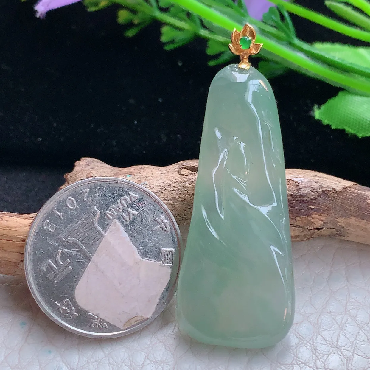 yl实拍45*18.6*7缅甸翡翠精雕冰晴悟道 佛祖玉项坠 玉挂件