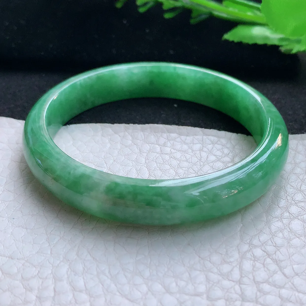 nr实拍55*11*6.7平安镯 天然缅甸翡翠玉手镯满绿清秀宽边玉手环
