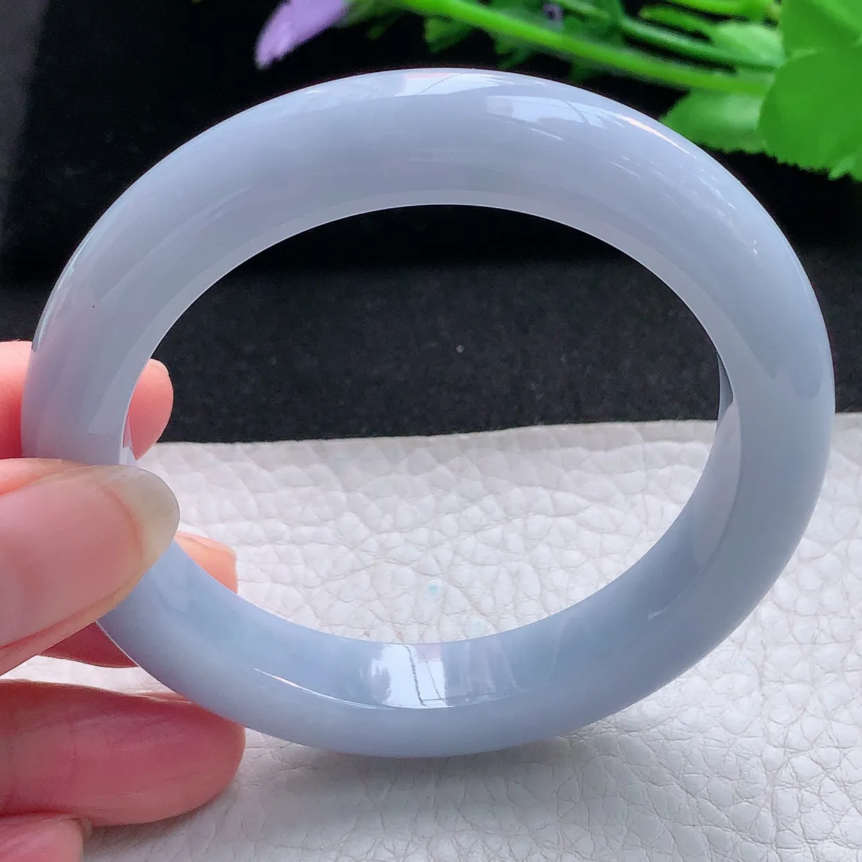 js实拍56*11.3*9.3平安镯 天然缅甸翡翠玉手镯紫罗兰宽边玉手环