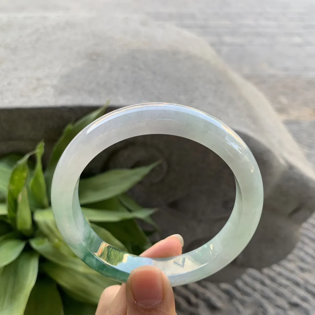 大圈口62.8-13.2-9.1 【飘绿正圈手镯】正圈62 63可戴