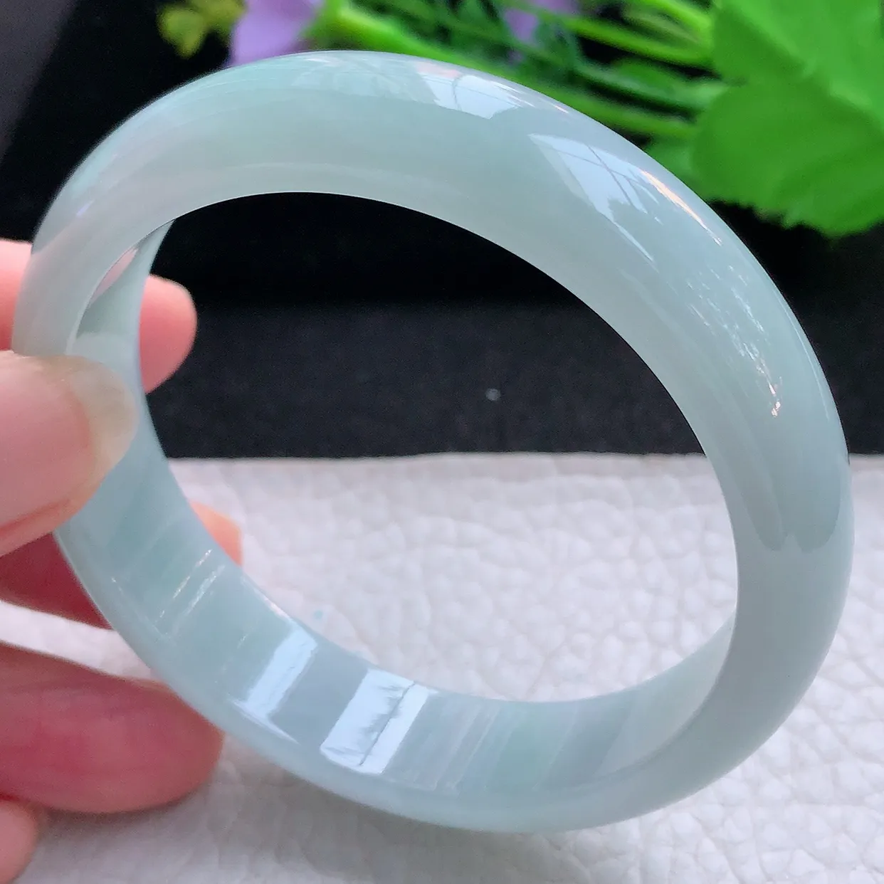 nr实拍57.5*14.2*7.5轮胎镯 天然缅甸翡翠玉手镯晴蓝绿宽边玉手环