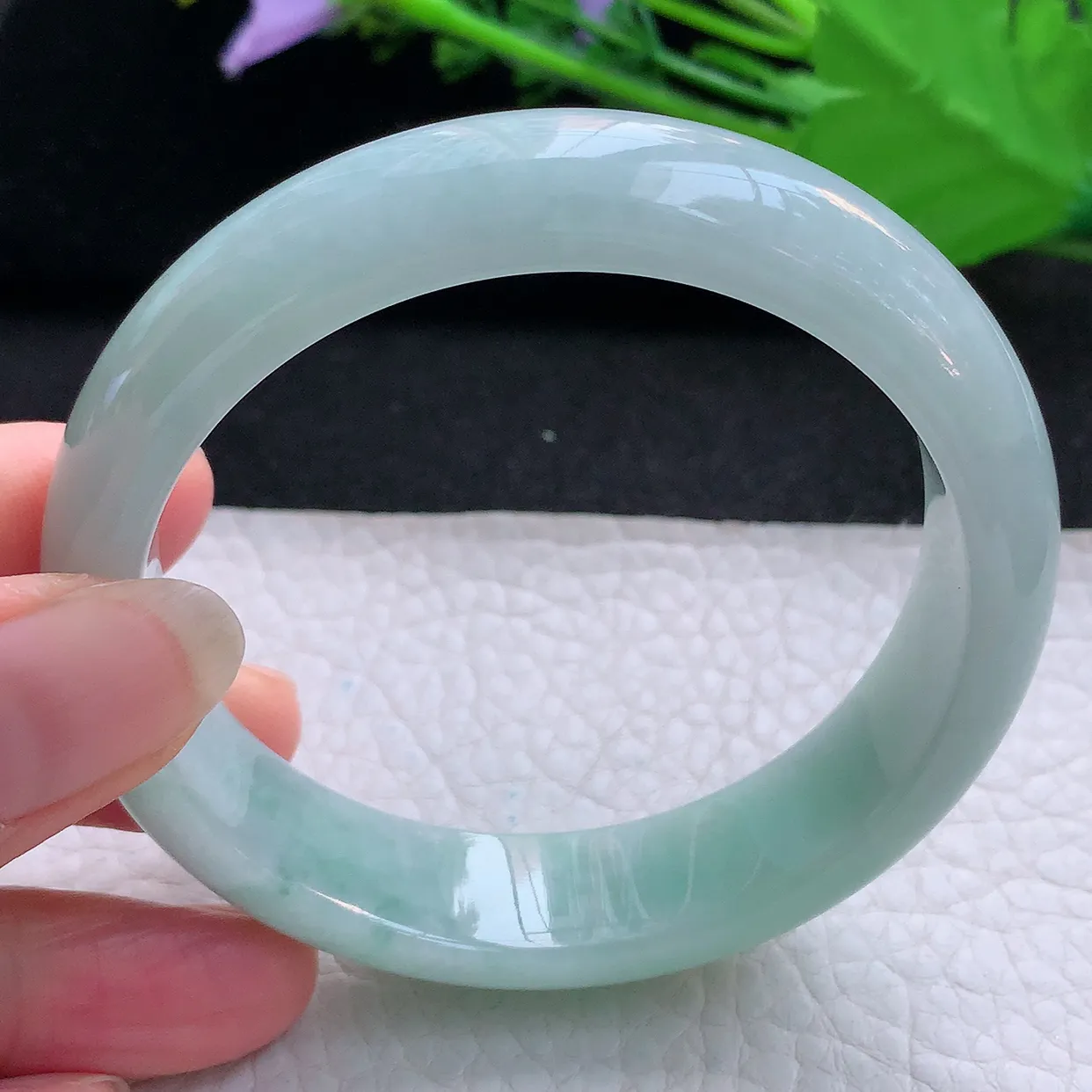 nr实拍57.5*14.3*7.6平安镯 天然缅甸翡翠玉手镯飘花宽边玉手环