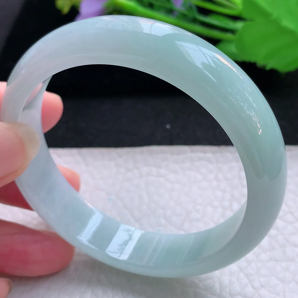 nr实拍57.5*14.2*7.5轮胎镯 天然缅甸翡翠玉手镯晴蓝绿宽边玉手环