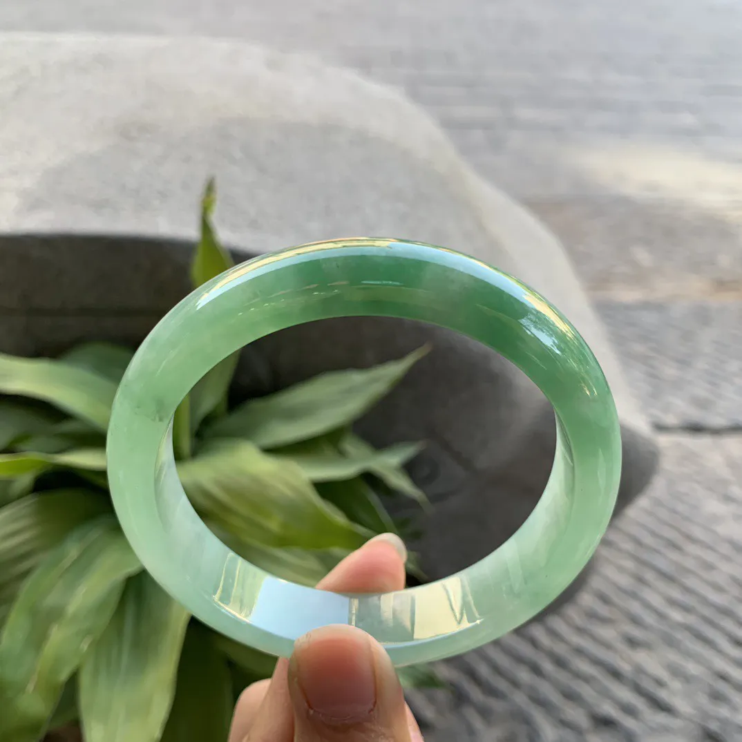 宽版大圈口 63.7-14.5-8.6【芙蓉绿正圈手镯】正圈63 64可戴