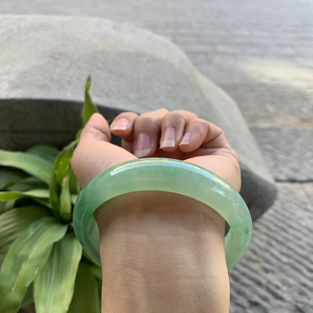 宽版大圈口 63.7-14.5-8.6【芙蓉绿正圈手镯】正圈63 64可戴