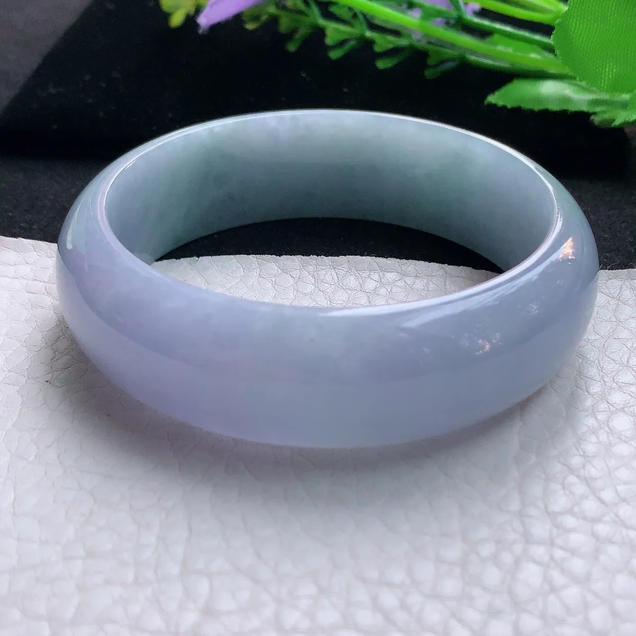 js实拍58.5*18.5*8轮胎镯 天然缅甸翡翠玉手镯春带彩大气宽边玉手环