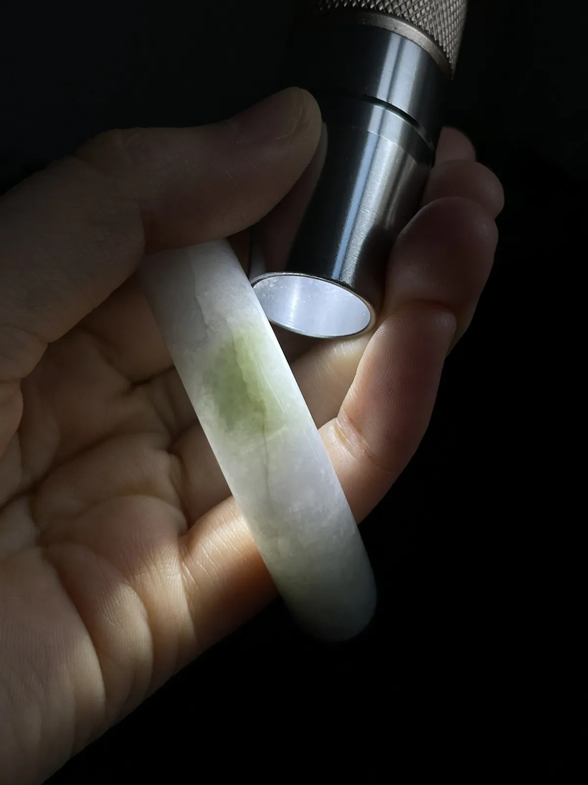 正圈54.4圈口，翡翠冰糯种白色手镯