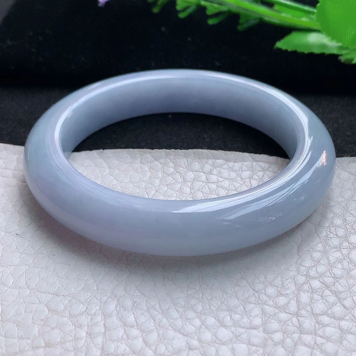 js实拍56*11.3*9.3平安镯 天然缅甸翡翠玉手镯紫罗兰宽边玉手环