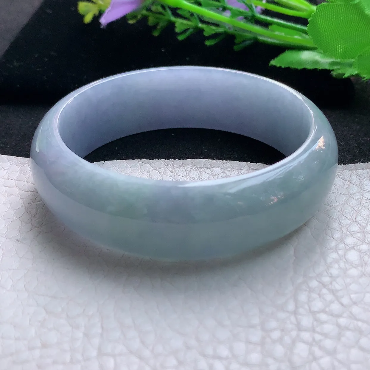 js实拍58.5*18.5*8轮胎镯 天然缅甸翡翠玉手镯春带彩大气宽边玉手环