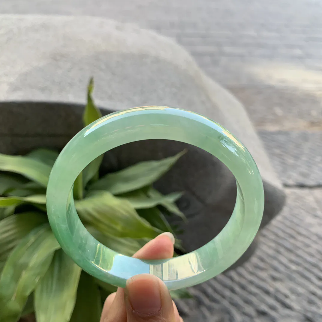 宽版大圈口 63.7-14.5-8.6【芙蓉绿正圈手镯】正圈63 64可戴