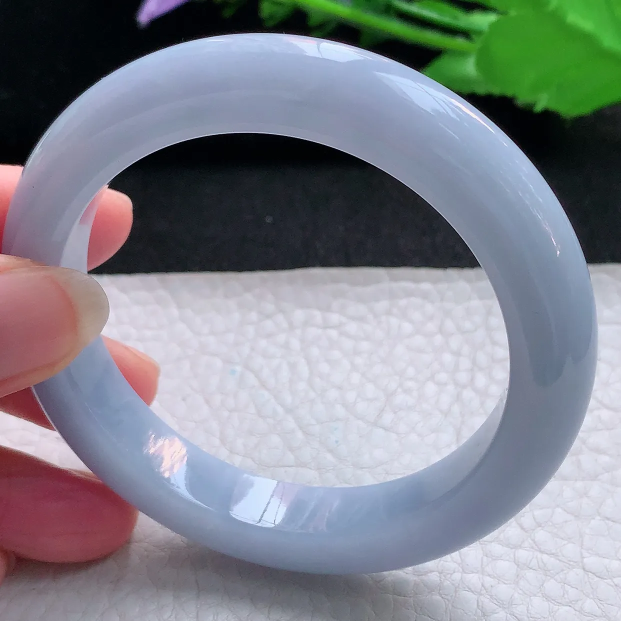 js实拍56*11.3*9.3平安镯 天然缅甸翡翠玉手镯紫罗兰宽边玉手环