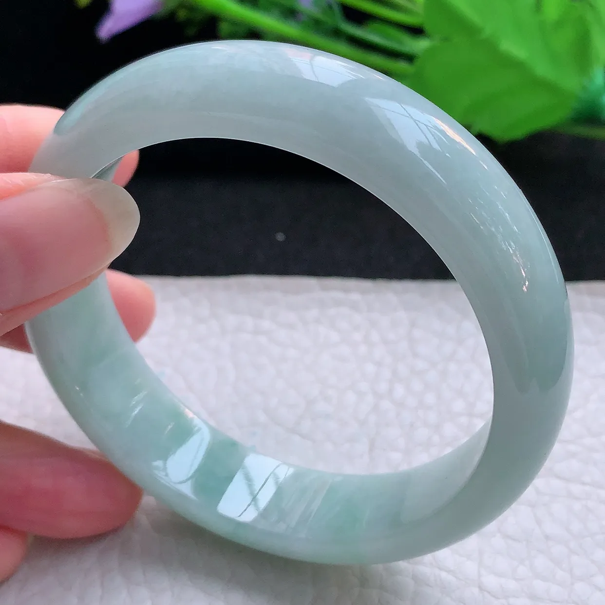 nr实拍57.5*14.3*7.6平安镯 天然缅甸翡翠玉手镯飘花宽边玉手环