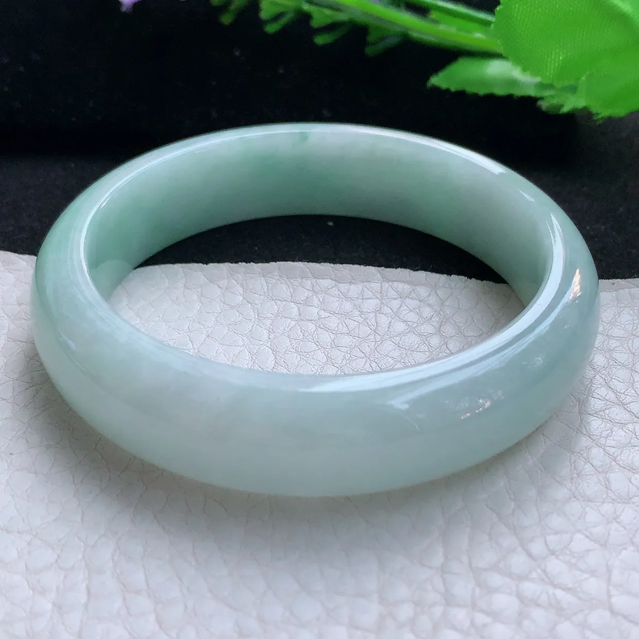 nr实拍57.5*14.3*7.6平安镯 天然缅甸翡翠玉手镯飘花宽边玉手环