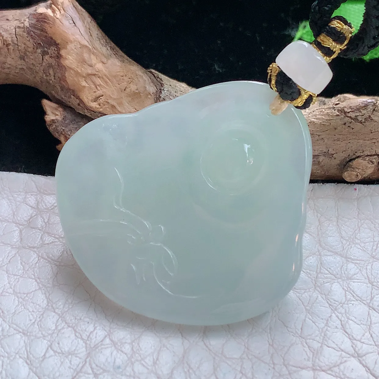 yl实拍31*32*9.2缅甸翡翠精雕冰胶晴开心佛 弥勒佛玉项坠 玉挂件