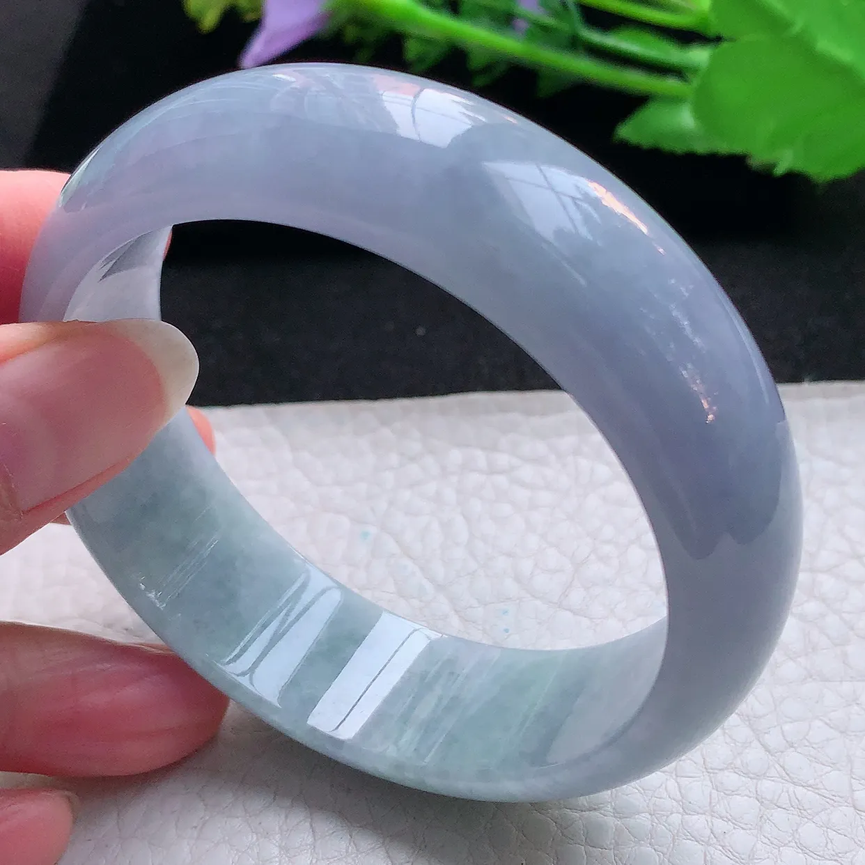 js实拍58.5*18.5*8轮胎镯 天然缅甸翡翠玉手镯春带彩大气宽边玉手环