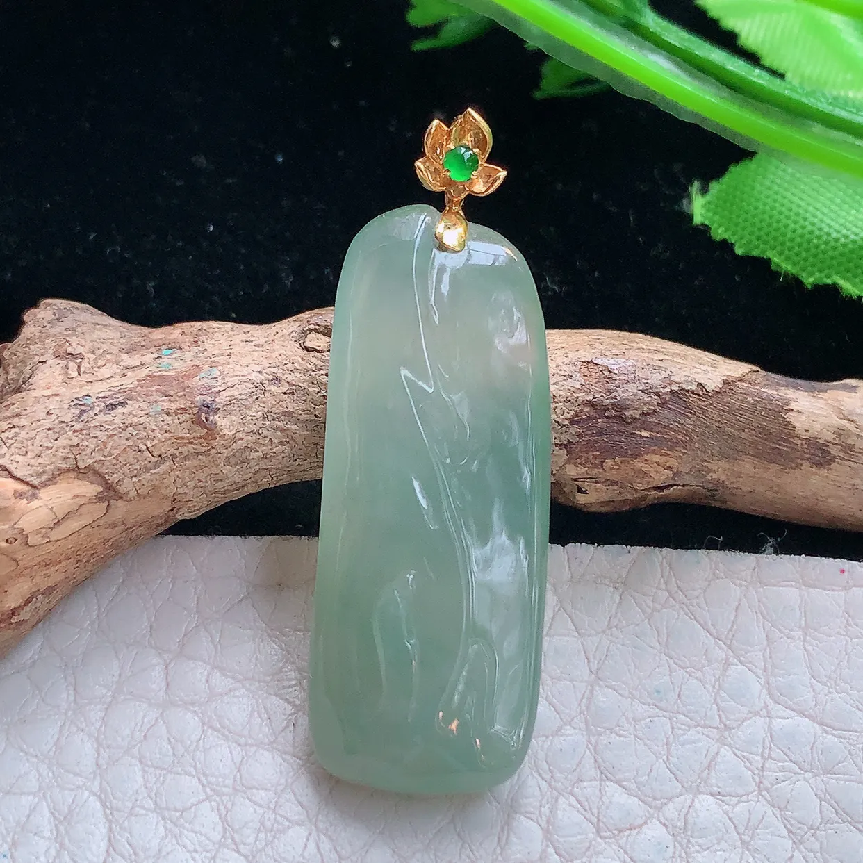 yl实拍35.3*14*6.3缅甸翡翠精雕冰晴悟道 佛祖玉项坠 玉挂件