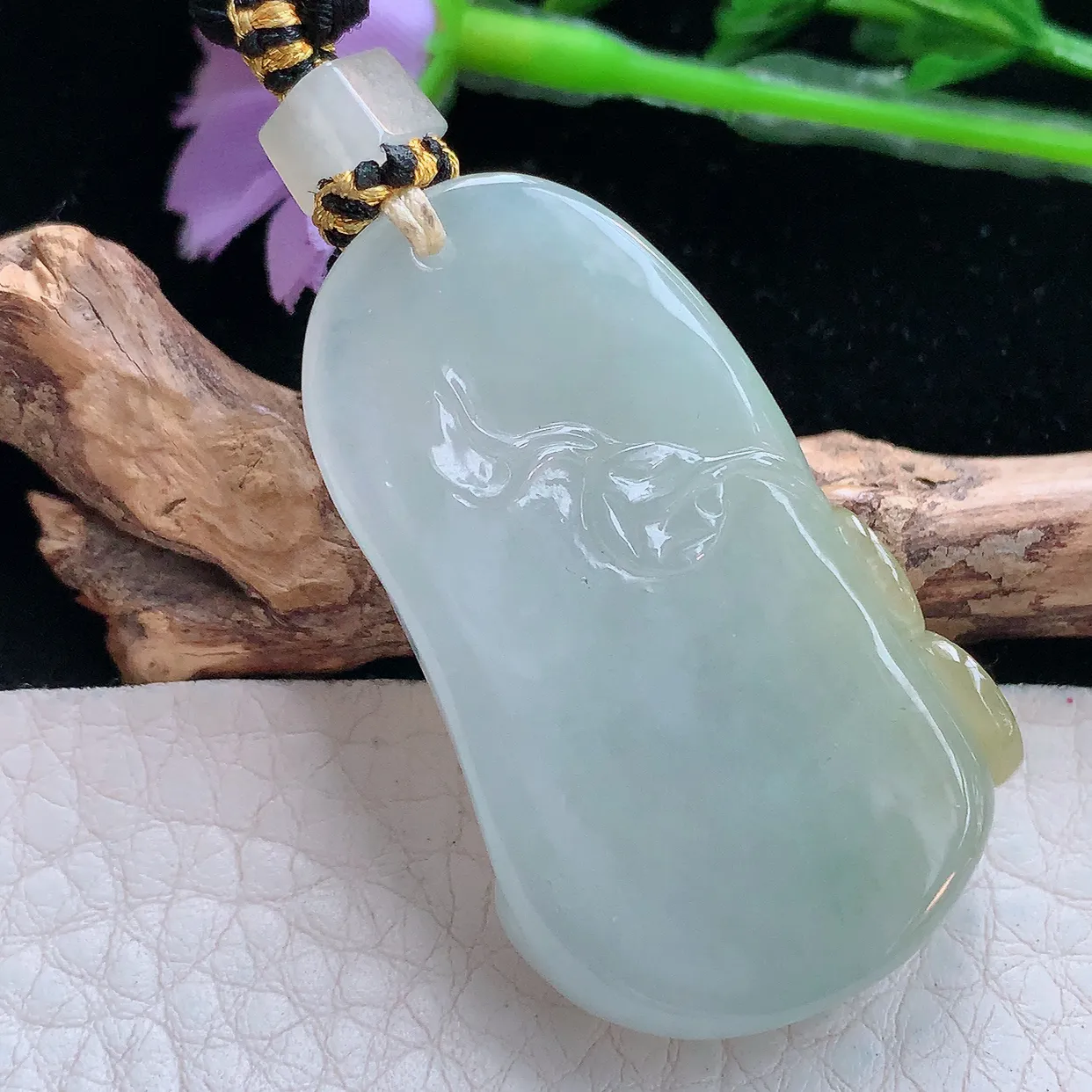 yl实拍42*25.6*10.8缅甸翡翠精雕冰胶逍遥佛 弥勒佛玉项坠 玉挂件