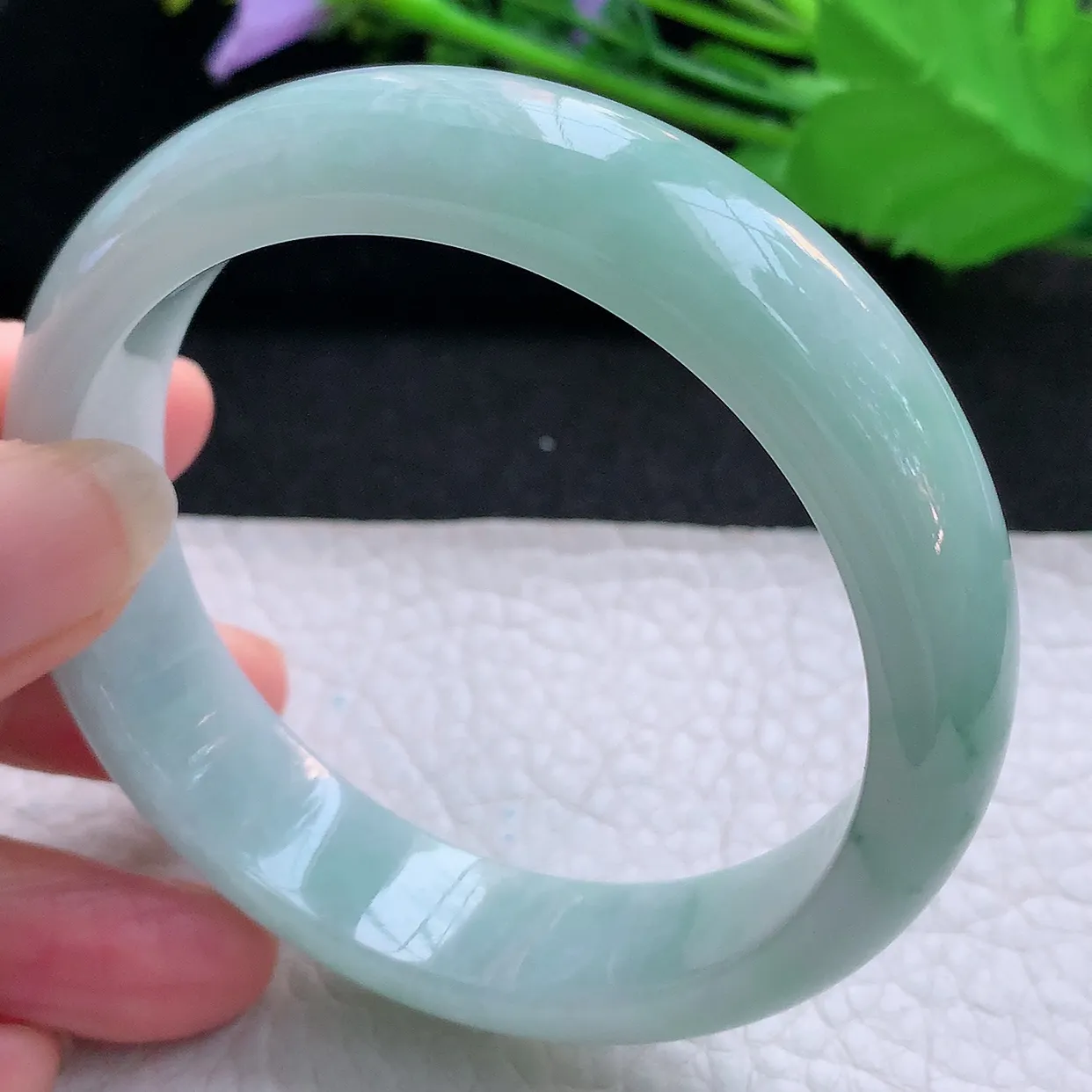 nr实拍57.5*14.3*7.6平安镯 天然缅甸翡翠玉手镯飘花宽边玉手环