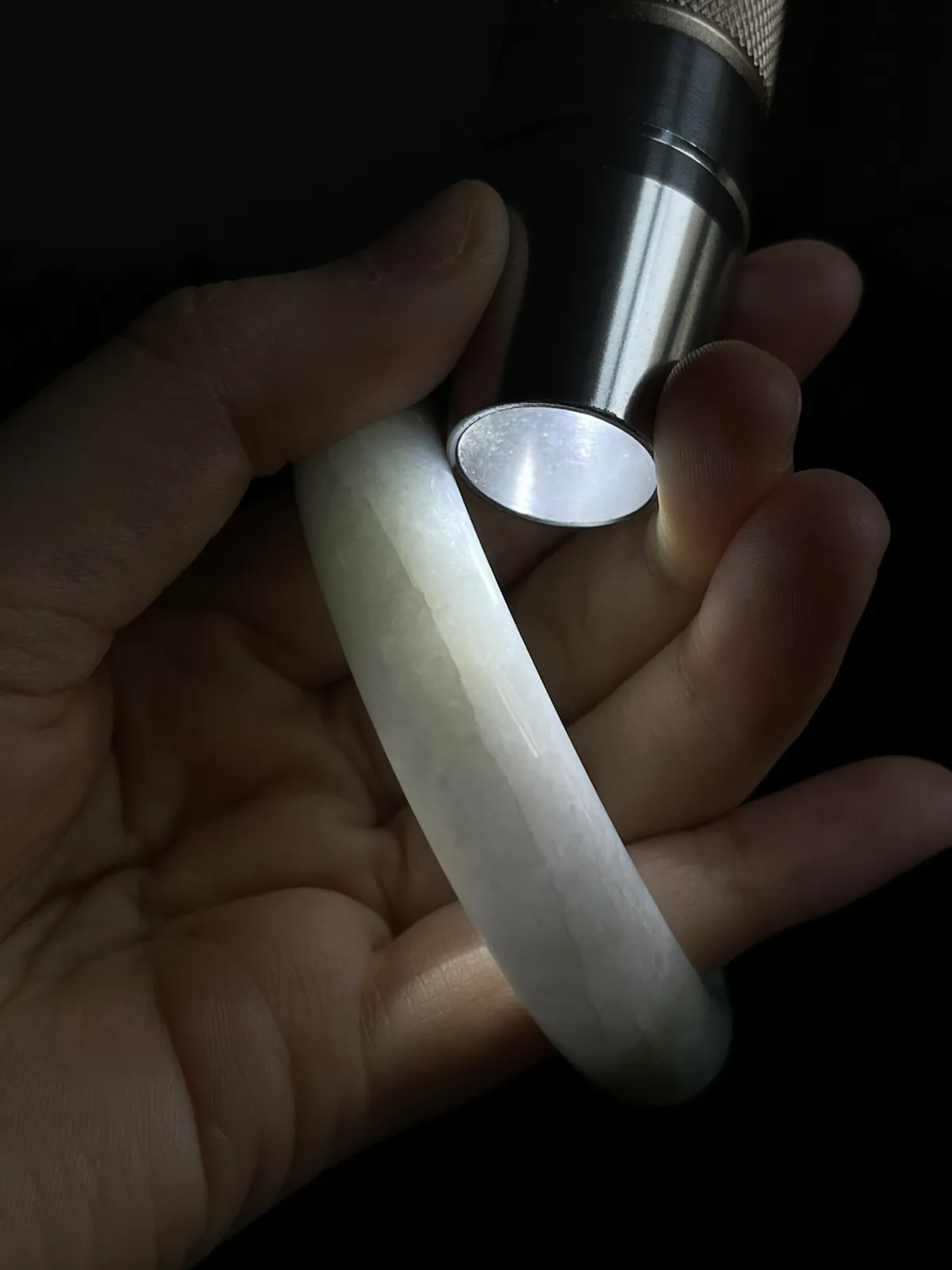 正圈54.4圈口，翡翠冰糯种白色手镯