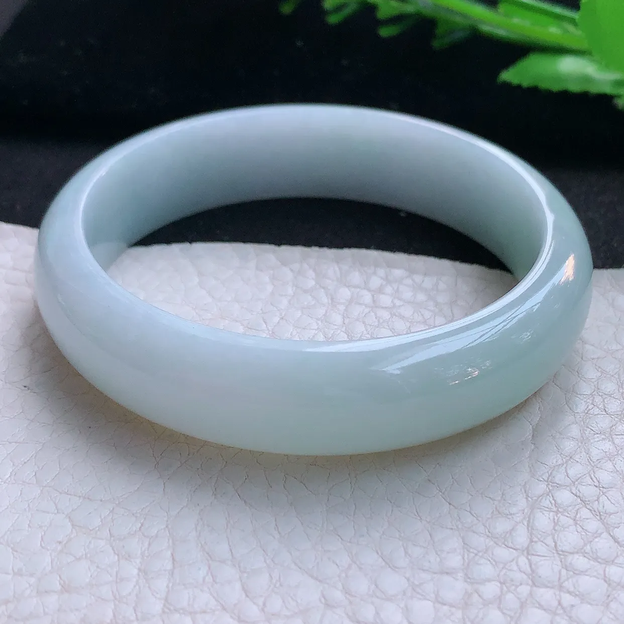 hh实拍57*14.5*7.2平安镯 天然缅甸翡翠玉手镯双彩胶感宽边玉手环