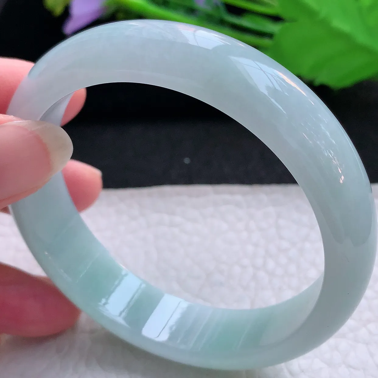 nr实拍57.5*14.2*7.5轮胎镯 天然缅甸翡翠玉手镯晴蓝绿宽边玉手环