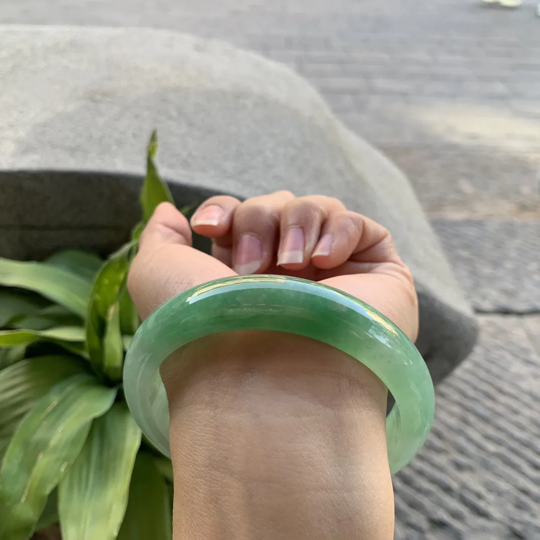 宽版大圈口 63.7-14.5-8.6【芙蓉绿正圈手镯】正圈63 64可戴