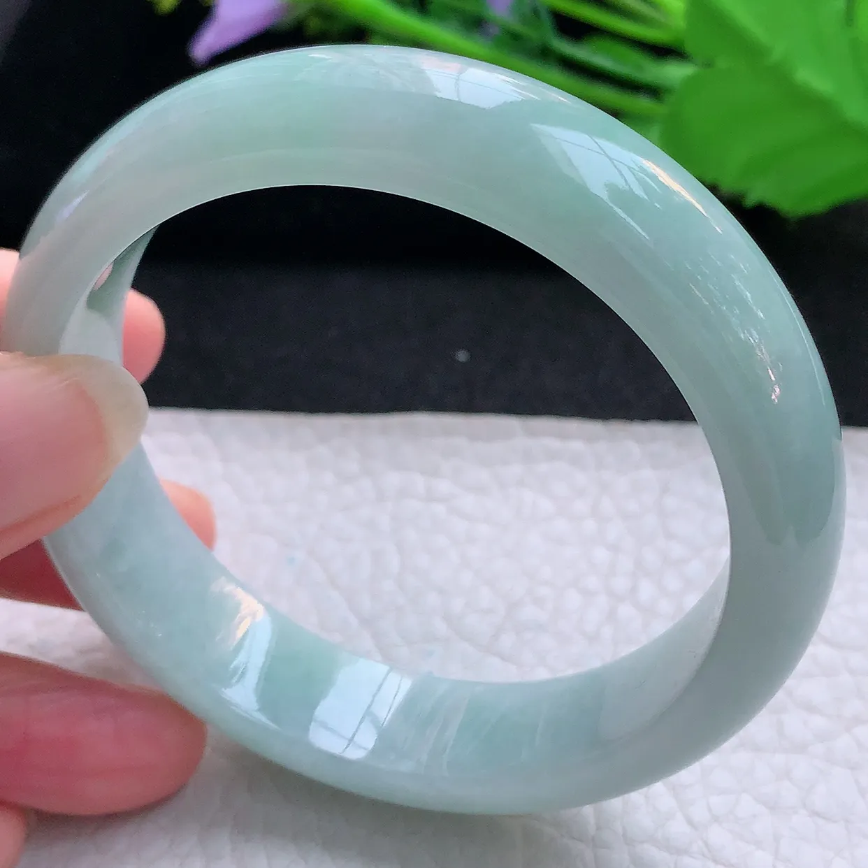 nr实拍57.5*14.3*7.6平安镯 天然缅甸翡翠玉手镯飘花宽边玉手环