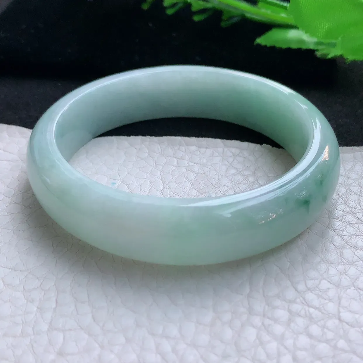 nr实拍57.5*14.3*7.6平安镯 天然缅甸翡翠玉手镯飘花宽边玉手环