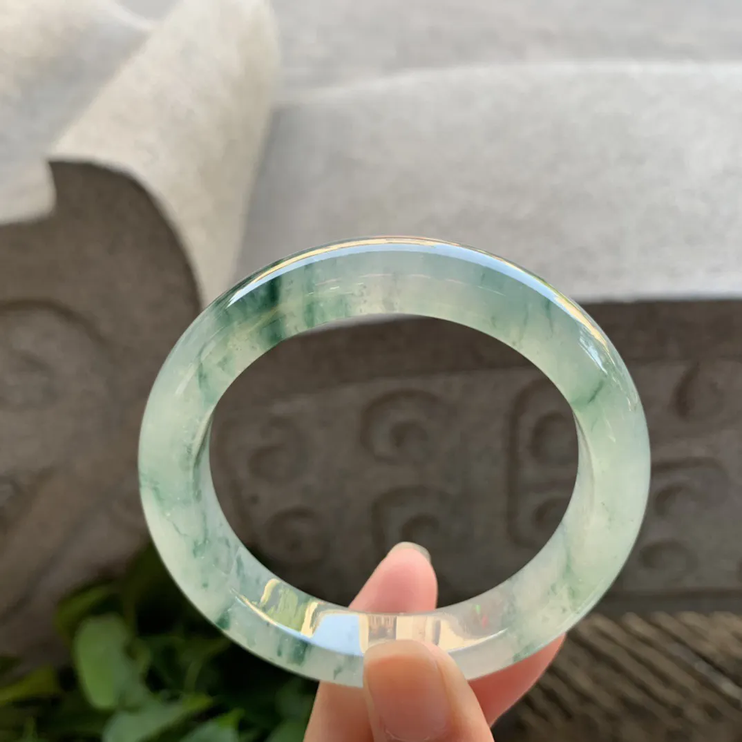 圈口55.7-12-9.1 【高冰飘花正圈手镯】正圈55 56可戴