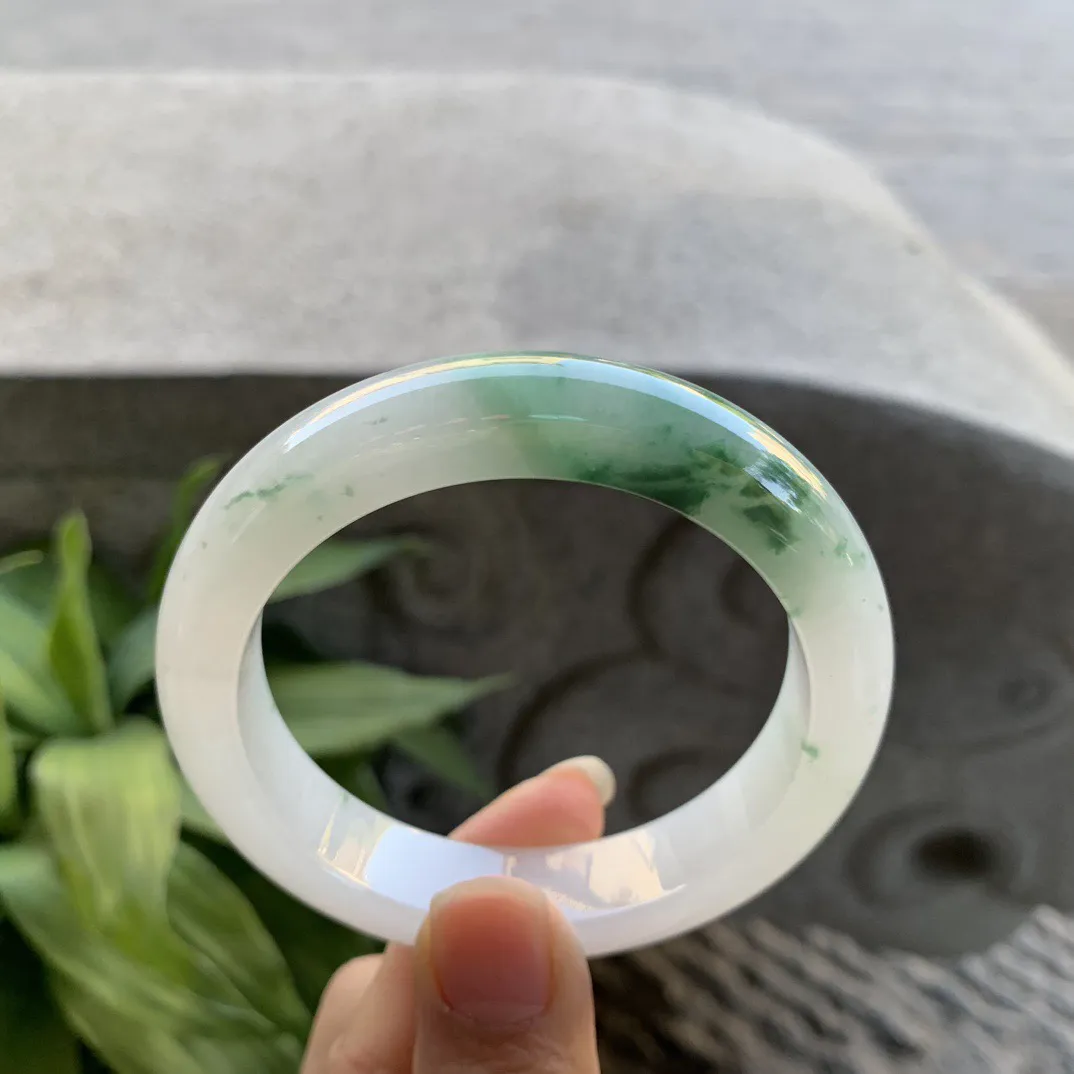 圈口56-13-9.2 【冰飘绿花正圈手镯】正圈56 57可戴