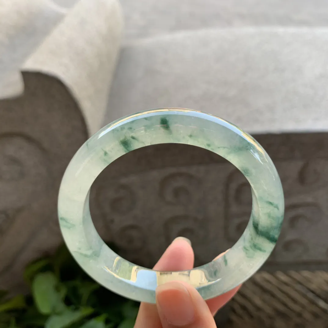 圈口55.7-12-9.1 【高冰飘花正圈手镯】正圈55 56可戴